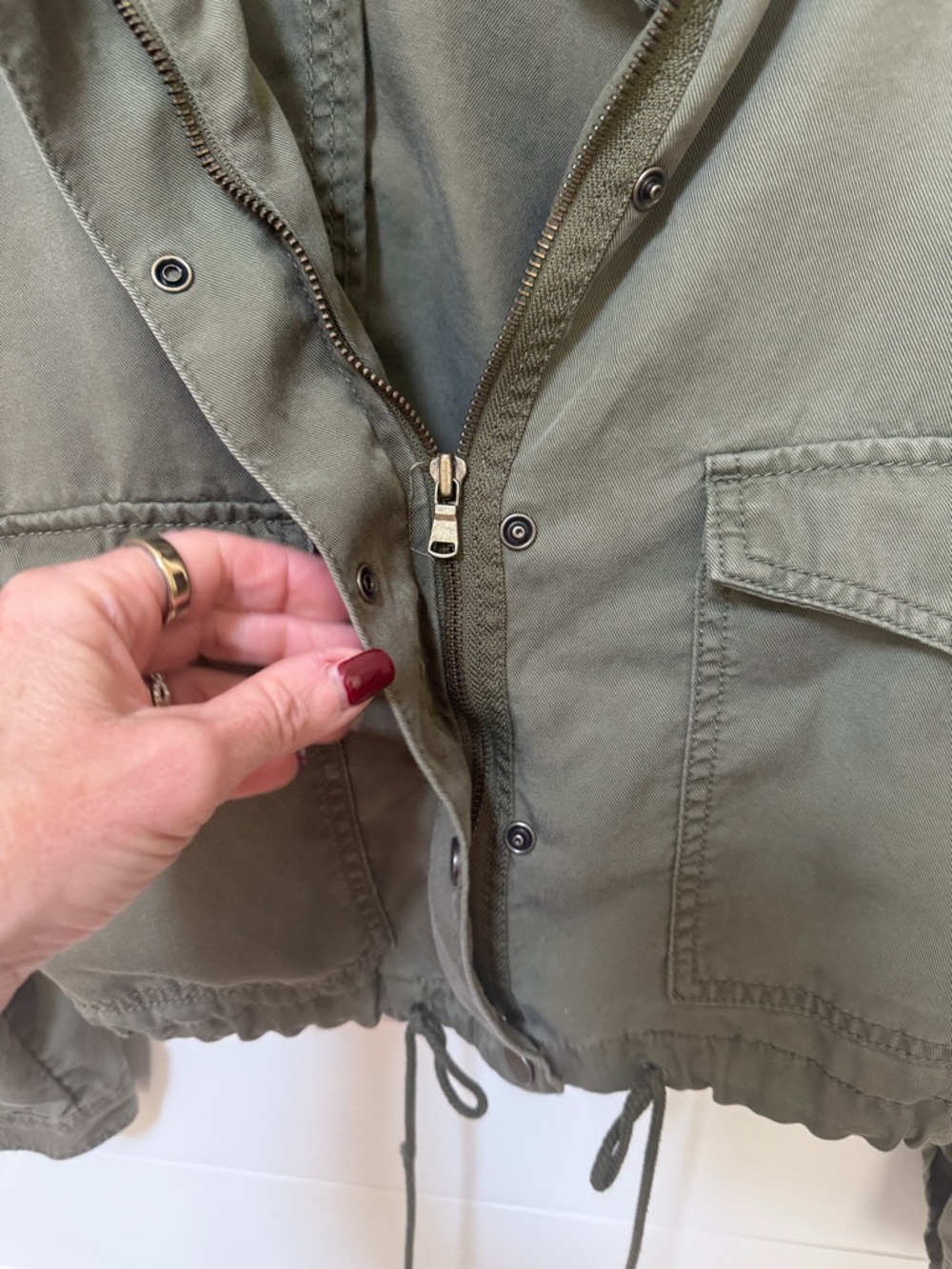 LOFT Olive Utility Cropped Drawstring Jacket - Picture 3 of 6